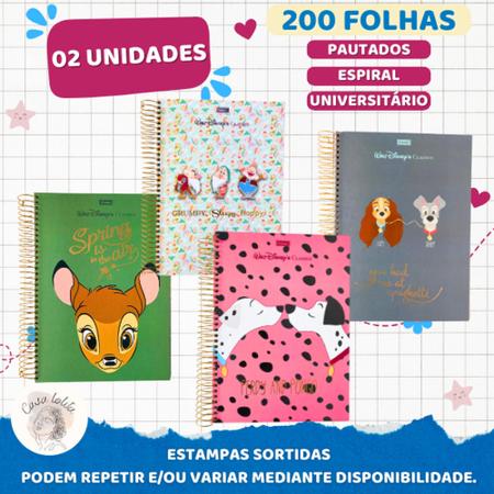 Imagem de Kit 2 Cadernos Menina 10 Matérias Material Escolar + 40 Acessórios