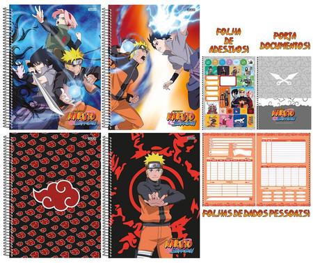 Kit 5 Cadernos Naruto Shippuden + Caderno Desenho Naruto - sd em