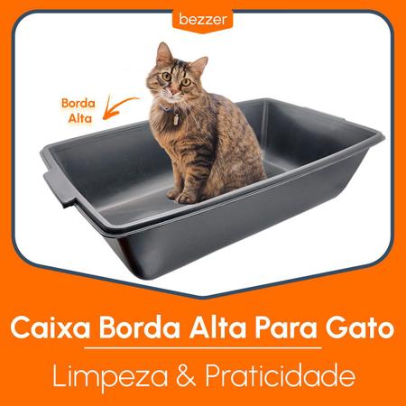 Kit 2 Caixa de Areia Para Gato Grande c/ Borda Alta Menos Sujeira