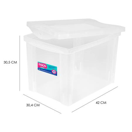 Imagem de Kit 2 Caixa Organizadora Grande com Trava Cristal 30 Litros