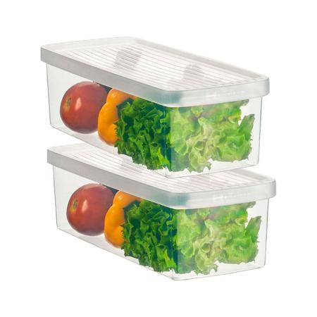 Imagem de Kit 2 Caixa Organizadora Pequena para Frutas Verduras Legumes Saladas Transparente