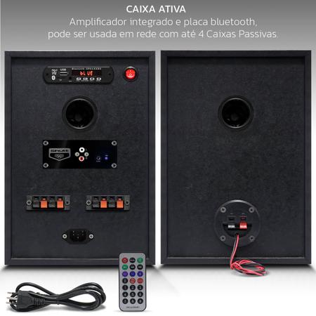 Imagem de Kit 2 Caixa Som Shutt Home Theather Acoustic System Ambiente 260w RMS Ativa + Passiva Bluetooth LED