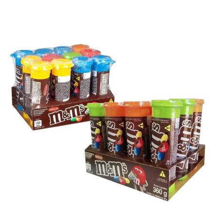 Kit 2 Caixas Confeito Chocolate Tubo M&ms 30g C/12 - Atacado - M&MS Imagem de Kit 2 Caixas Confeito Chocolate Tubo M&ms 30g C/12 - Atacado