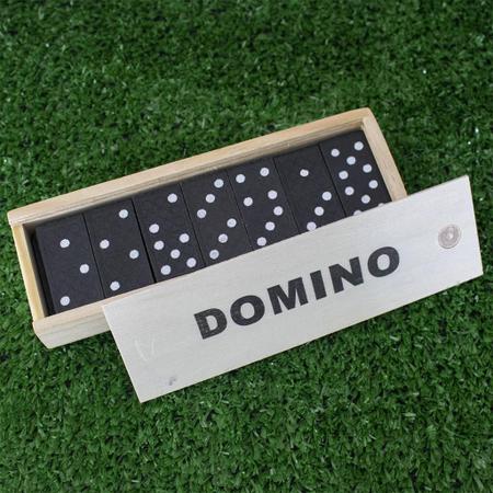 Imagem de Kit 2 caixas de dominó preto de madeira com caixa jogo brinquedo 28 peças