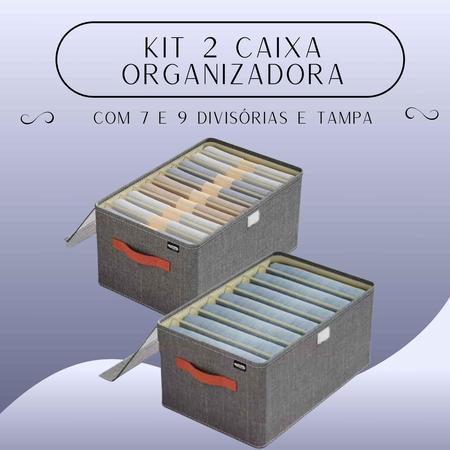 Imagem de Kit 2 Caixas Organizador Colmeia Para Roupas 7 e 9 Divisórias 30x44 Ideal Para Calças Blusas Com Tampa Estruturada e Rígida