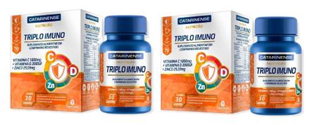 Imagem de Kit 2 caixas Triplo imuno Vitamina C 1000mg + Vitamina D 2000ui + Zinco - Catarinense