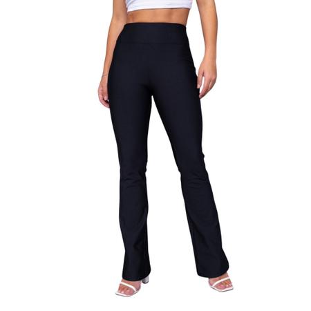 Kit 2 Cal a Legging Feminina Flare Flanelada Boca Larga Preto