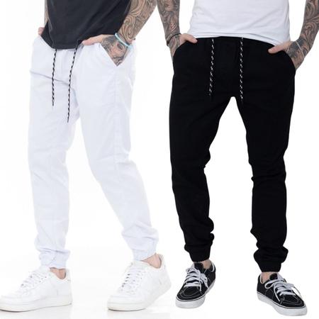 Kit 2 Calcas Jogger Masculina Barra de Elastico Linha Premium Tendencia Tempo Habil Calcas Masculina Magazine Luiza