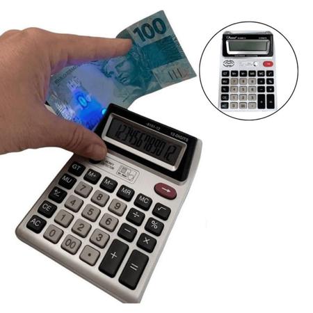 Imagem de Kit 2 Calculadora De Mesa 12 Dígitos Dupla Testa Dinheiro Falso - 12 dígitos