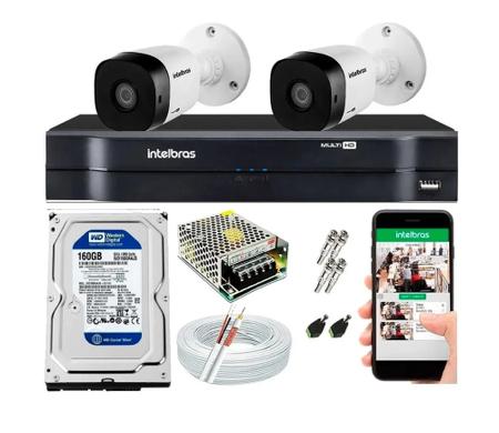 Imagem de kit 2 camera de segurança monitoramento intelbras Completo