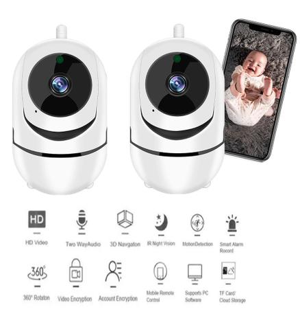 Kit 2 Câmera Robo Ip Wifi Wireles Full HD 1080p Áudio Visão.