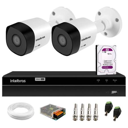 Imagem de Kit 2 Câmeras de Segurança 20m Infravermelho HD 720p VHD 3120B G5 + DVR Intelbras + HD WD Purple 1TB