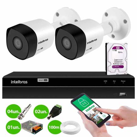 Imagem de Kit 2 Câmeras de Segurança 20m Infravermelho HD 720p VHD 3120B G5 + DVR Intelbras + HD WD Purple 1TB