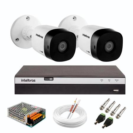 Imagem de Kit 2 Câmeras de Segurança Intelbras vhl 1220 B Full HD 1080p 20m Infra 2MP Dvr 4 Canais Intelbras