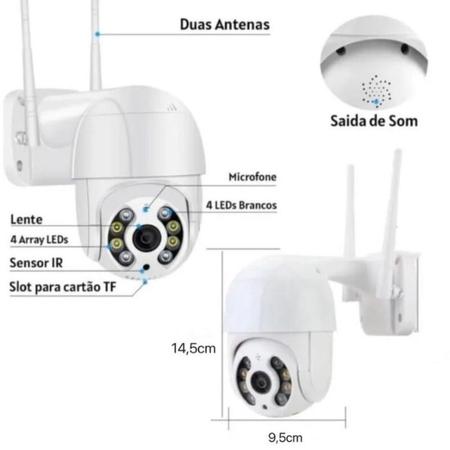 Imagem de Kit 2 Câmeras de segurança Wi-Fi externa noturna branca com sensor de presença
