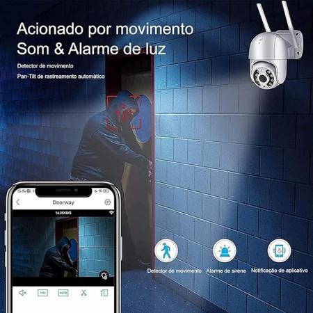 Imagem de Kit 2 Câmeras Segurança Wi-Fi Externa Noturna Branca Sensor