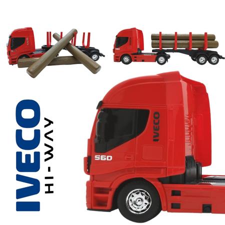 Caminhão Brinquedo Infantil Carga de Madeira Grande Iveco