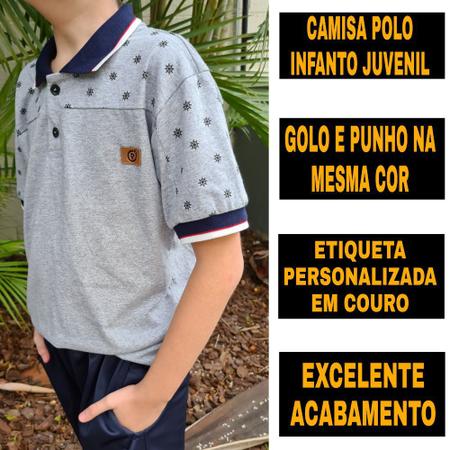 Imagem de Kit 2 Camisa Gola Polo Juvenil Menino Algodão Camiseta