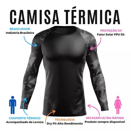 Imagem de KIT 2 Camiseta Longa Térmica Blusa Esportiva Longa Rash Guard Corrida Jiu Jitsu Proteção UV Dry Fit