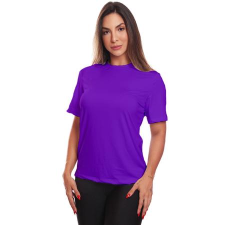 Imagem de Kit 2 Camisetas Feminina Dry Fit Básica Lisa Proteção Solar UV Térmica Blusa Academia Esporte Camisa