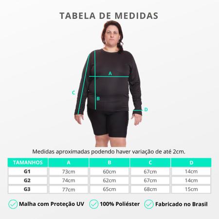 Imagem de Kit 2 Camisetas Feminina Plus Size Manga Longa Dry Fit Lisa Proteção Solar UV Térmica Camisa Treino Academia Praia