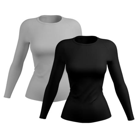 Kit 2 Camisetas Feminina Proteção Solar UV Camisa Térmica Manga Longa Praia Bike Treino Esporte Academia - Rony Versatil Imagem de Kit 2 Camisetas Feminina Proteção Solar UV Camisa Térmica Manga Longa Praia Bike Treino Esporte Academia