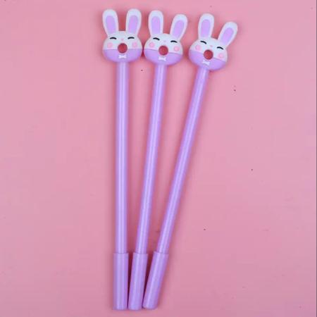 Imagem de Kit 2 canetas de gel coelhinho material escolar criativo fofo