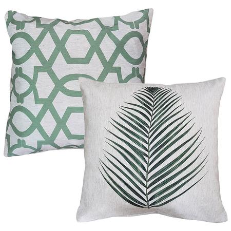 Kit 2 Capas Almofada Linho Folhas E Abstrata Treliça 2 45x45 - M3 Decoração Imagem de Kit 2 Capas Almofada Linho Folhas E Abstrata Treliça 2 45x45