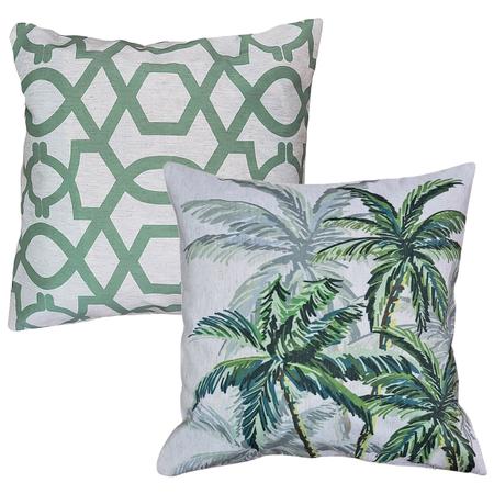 Kit 2 Capas Almofada Linho Folhas E Abstrata Treliça 2 45x45 - M3 Decoração Imagem de Kit 2 Capas Almofada Linho Folhas E Abstrata Treliça 2 45x45
