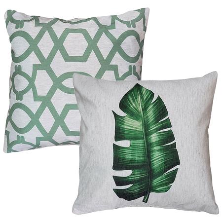 Kit 2 Capas Almofada Linho Folhas E Abstrata Treliça 2 45x45 - M3 Decoração Imagem de Kit 2 Capas Almofada Linho Folhas E Abstrata Treliça 2 45x45