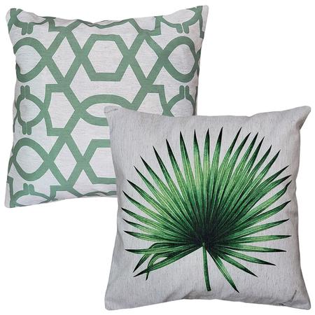 Kit 2 Capas Almofada Linho Folhas E Abstrata Treliça 2 45x45 - M3 Decoração Imagem de Kit 2 Capas Almofada Linho Folhas E Abstrata Treliça 2 45x45