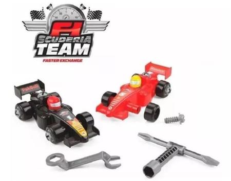 Imagem de Kit 2 Carrinho Brinquedo Corrida Fórmula 1 + Oficina