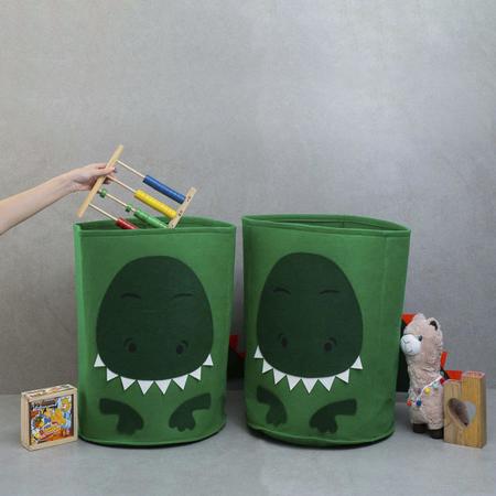 Imagem de Kit 2 cestos organizadores infantis roupas e brinquedos dinossauro - Oikos