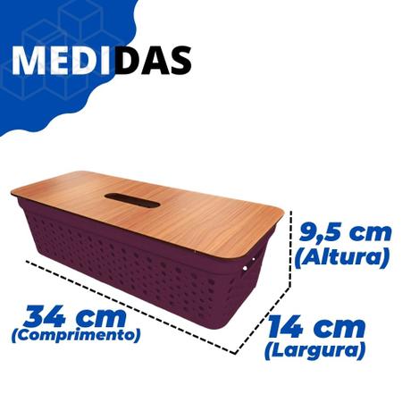 Imagem de Kit 2 Cestos Organizadores Rattan 3,6L C/ Tampa De Madeira