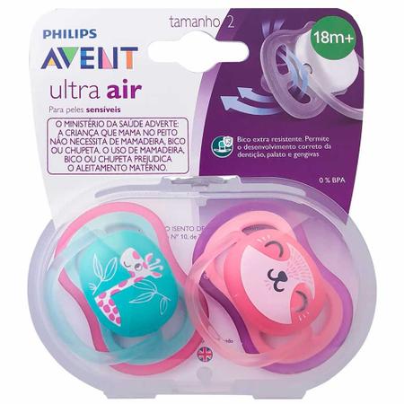 Kit 2 Chupetas - Ultra Air - 18m - Girafa-Preguiça - Philips Avent Imagem de Kit 2 Chupetas - Ultra Air - 18m - Girafa-Preguiça - Philips Avent