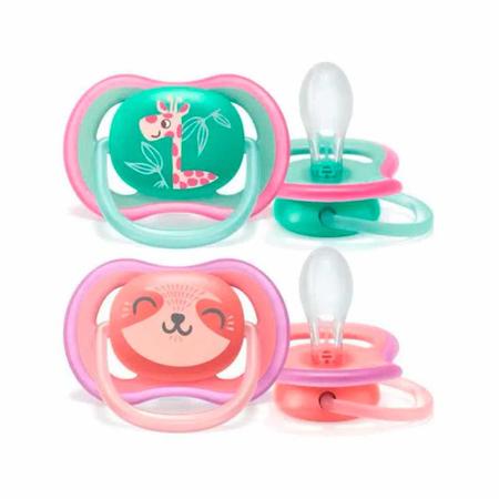 Kit 2 Chupetas - Ultra Air - 18m - Girafa-Preguiça - Philips Avent Imagem de Kit 2 Chupetas - Ultra Air - 18m - Girafa-Preguiça - Philips Avent