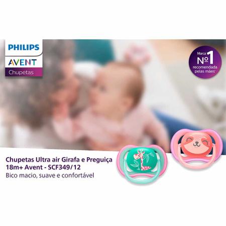 Kit 2 Chupetas - Ultra Air - 18m - Girafa-Preguiça - Philips Avent Imagem de Kit 2 Chupetas - Ultra Air - 18m - Girafa-Preguiça - Philips Avent