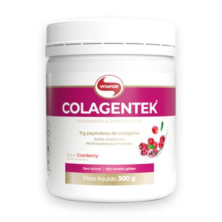 Imagem de Kit 2 Colágeno Hidrolisado Colagentek Vitafor 300g Cranberry