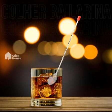 Imagem de Kit 2 Colher Bailarina Inox Bebidas Suco Refresco Coquetel Drinks Barman Caipirinha 28cm