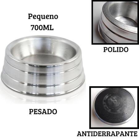 Imagem de Kit 2 Comedouro Alumínio Vasilha Cachorro Pesado Polido Ração Água 700ml
