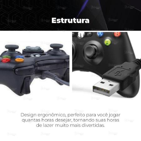 Imagem de Kit 2 Controle Compatível com Console Xbox 360 Slim X360 e Pc/Computador Manete  Joystick Com Fio USB Preto