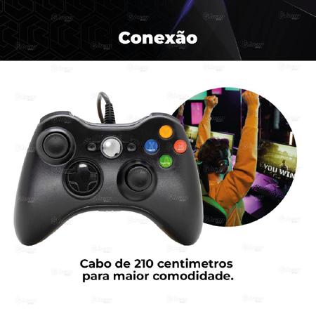 Imagem de Kit 2 Controle Compatível com Console Xbox 360 Slim X360 e Pc/Computador Manete  Joystick Com Fio USB Preto