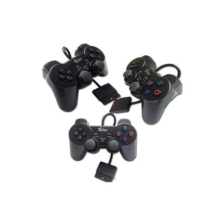 Imagem de Kit 2 Controle Joystick Game Ps1 Ps2 Play 2 Com Fio Vibração