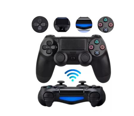 Imagem de kit 2 Controles Joystick Manete Compatível Ps4 Playstation Pc Smart TV Sem Fio Wireless 