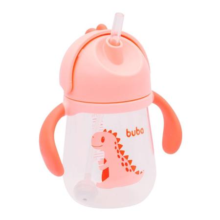 Imagem de Kit 2 copinho para bebe infantil crianças água suco transição treinamento canudo e válvula 240 ml dino buba