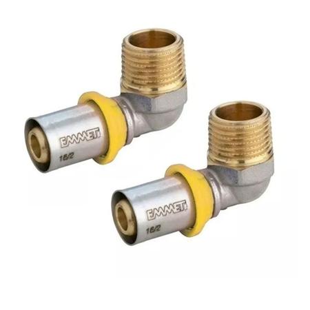 Kit 2 Cotovelo Prensar Tubo Pex Gás 16mm X 1/2 Macho Emmeti - Astra /Emmeti Imagem de Kit 2 Cotovelo Prensar Tubo Pex Gás 16mm X 1/2 Macho Emmeti