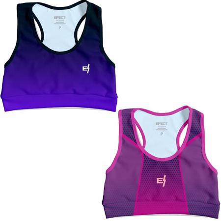 Imagem de Kit 2 Cropped Feminino Para Ginástica Top Treino Moda Fitness Confortável Corrida Caminhada Estampas