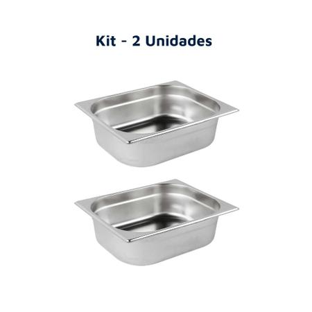 Imagem de Kit 2 Cubas Gastronômicas Gn 1/2 100mm Inox Rechaud Buffet