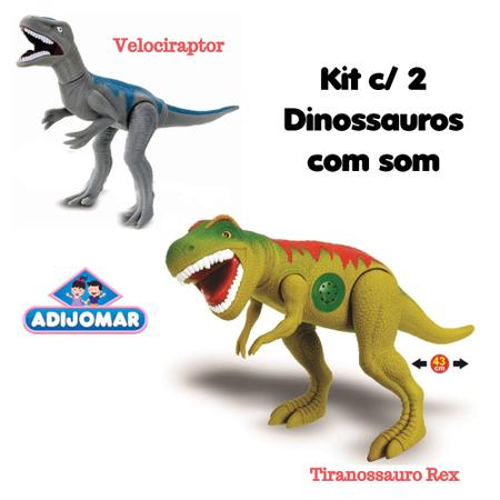 Kit 2 Dinossauros Tiranossauro Rex Velociraptor Brinquedo - Dupari