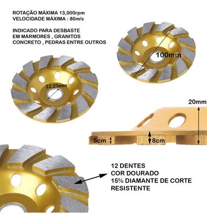 Imagem de Kit 2 Disco Rebolo Desbaste Diamantado Concreto Mármore